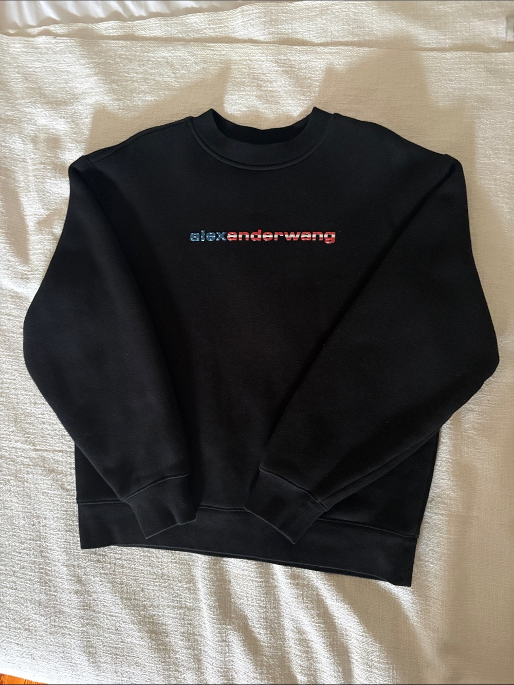 Alexander Wang Unisex Black Crewneck Sweatshirt with Blue-to-Red Logo